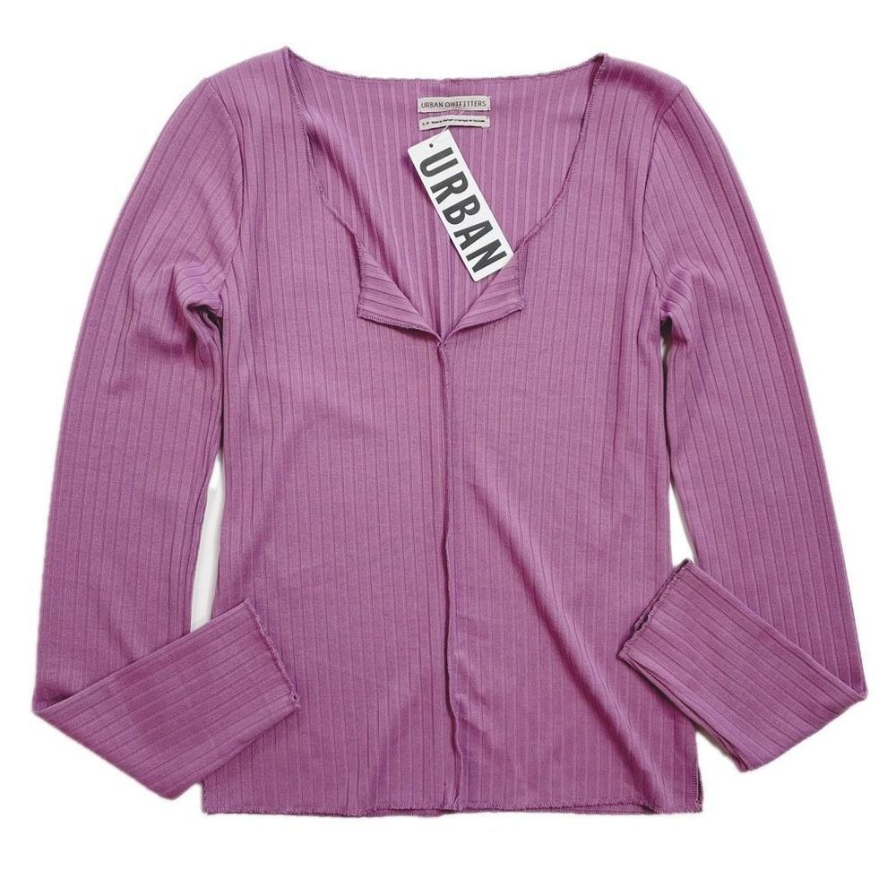 Urban Outfitters Long Sleeve Rib Knit Top Stretch Lavender Mauve S NWT